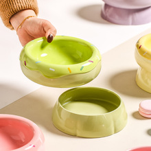 猫碗陶瓷宠物碗大口径猫粮碗幼猫双碗水碗狗狗食盆防打翻甜甜圈碗