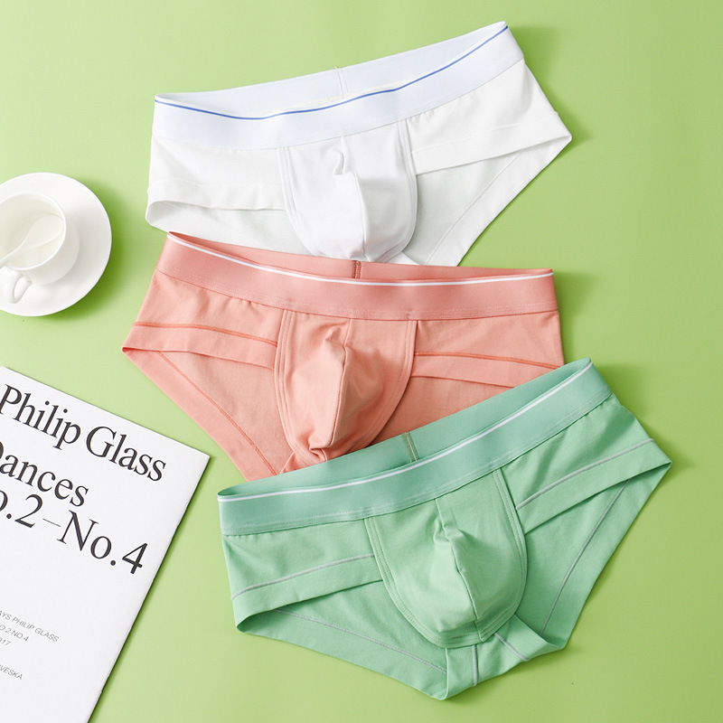 Pantalones de algodón para hombres, pantalones de triángulo transpirables, bolsillos convexos en U, cintura baja, pantalones de triángulo jóvenes sexy para hombres