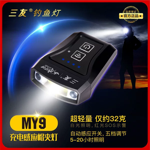 Sanyou 2021 mini MY9 fishing hat brim Light Night Fishing light automatic induction ear rub lamp bait light clip cap