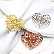 新款酒店情人节爱心餐巾扣餐巾圈餐巾环口布圈金属厂家