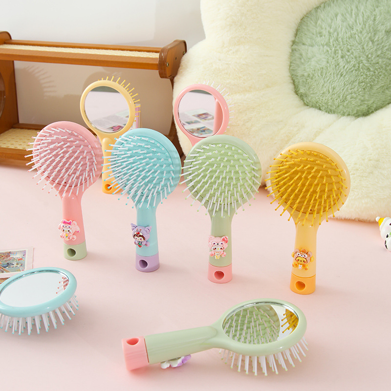 インターネットセレブエアバッグコーム、キュートでガーリーなハート型のポータブルヘアスムージングふわふわエアクッションコーム、ツーインワンミラーハンドルコーム|undefined