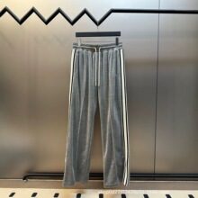 高版本C家26秋冬新两侧撞色织带凯旋门刺绣长裤休闲宽松男女同款