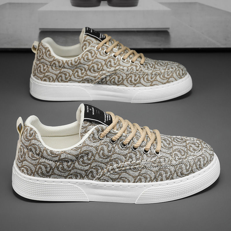 Zapatillas de lona para hombre, de caña baja, estilo nuevo de invierno 2025, zapatillas deportivas estampadas de caña baja, zapatillas deportivas casuales de suela gruesa para hombre.