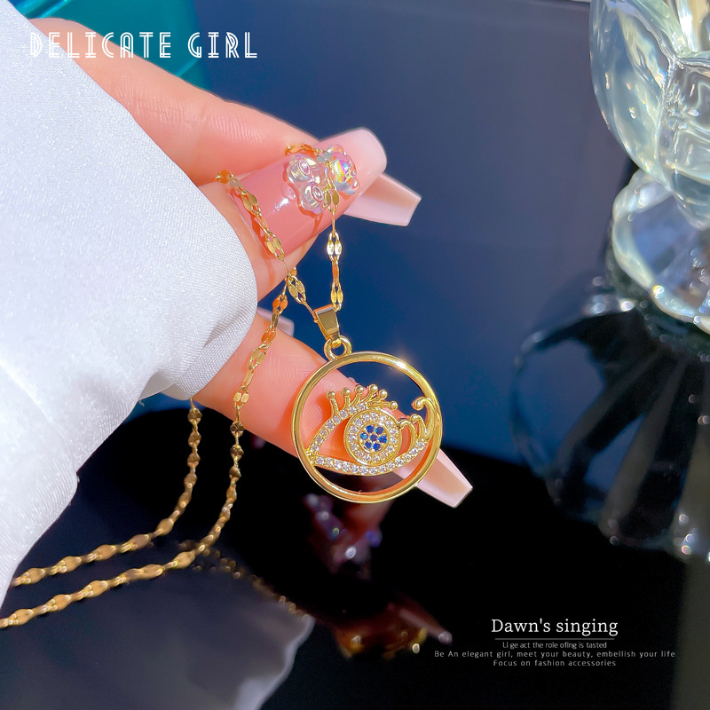 Collar de lujo en oro real para mujer cadena de clavícula_voghion.com