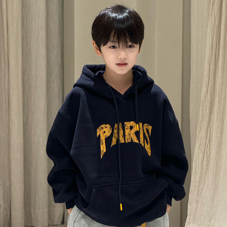 Cyber Celebrous Boys Korean Style Casual All-match Sports Top Big Boys Autumn and Winter New Fashionable Letter Hooded Sweat Trendy