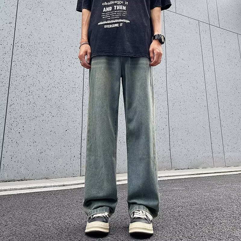 Old straight leg jeans for men in summer, thin, trendy, loose, wide legged, dad's casual long pants, trendy brand i_voghion.com