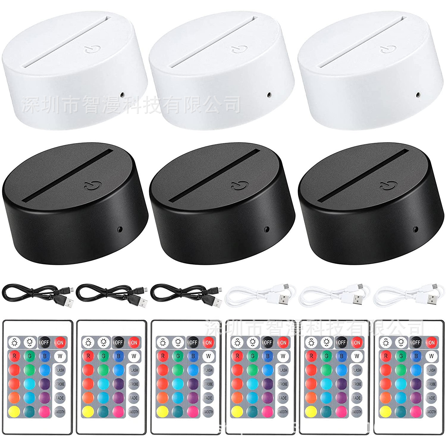 Transfronterizo nuevo exótico 3D luz de la noche del USB Touch Control remoto colorido luz de la noche tablero de luz de acrílico y base separada