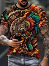 U 28977 Digital Print Loose Fit Men's T-Shirt����ӡ����ʿT