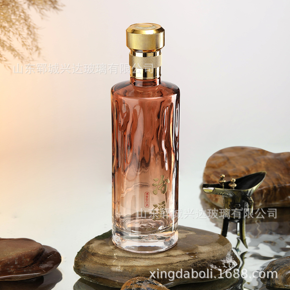 厂家直销玻璃酒瓶彩色烤花500ml玻璃瓶密封白酒瓶空酒瓶