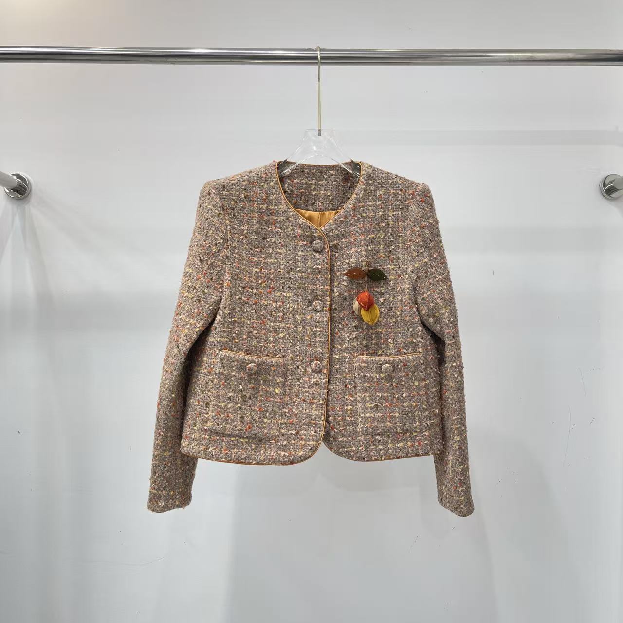 Nanyou High-End Light Luxury Elegant Style Tweed Versatile Long-Sleeve Jacket