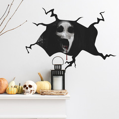 新款破牆驚悚幽靈骷髏頭萬聖節臥室玄關家居裝飾牆貼自粘批發跨境