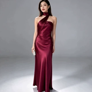 2026年春季欧美亚马逊跨境外贸新款气质纯色晚礼服长袖修身连衣裙