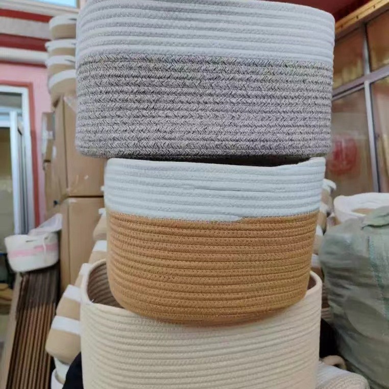 Modern Minimalist Hand-woven Cotton Rope Storage Basket, Multi-color Woven Basket, Desk Snack Toy Miscellaneous Storage Basket