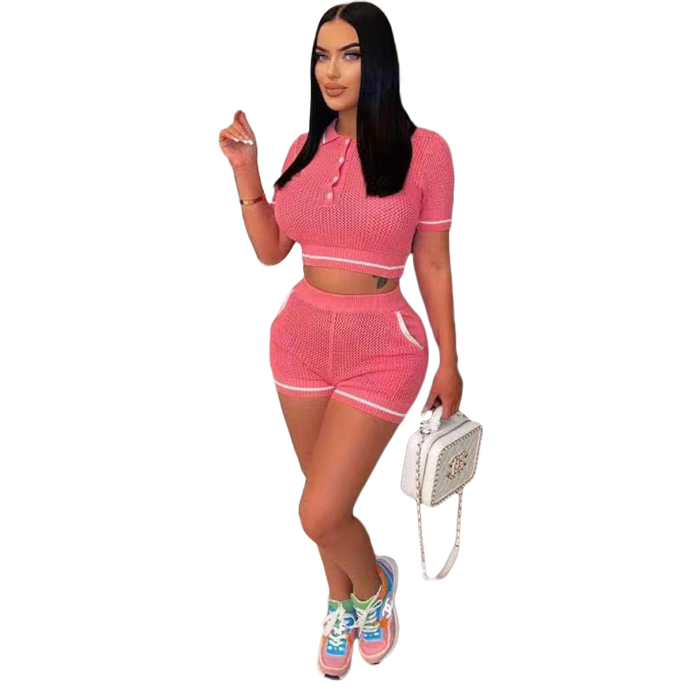420g Weight Short Sleeve Sleeve Length Spandex, Polyester Fabric Type Pant Co-ord Set Sets Type 2 Pieces Set Quantity Daily Occasion V Neck Neckline Slim Fit Type Solid Color Pattern Summer Season Women's Gender Simple Style Style Daily Women's Simple Style Solid Color Spandex Polyester Pant Co-ord Set Shorts Sets 10