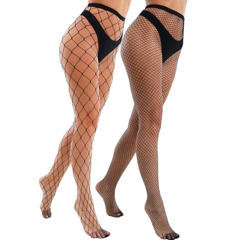 Super Elastic Plus-Size Fishnet Pantyhose, Cross-Border Sexy Black Stockings, Thin Mesh Stockings for All Seasons, Small, Medium, and Large Mesh Sizes