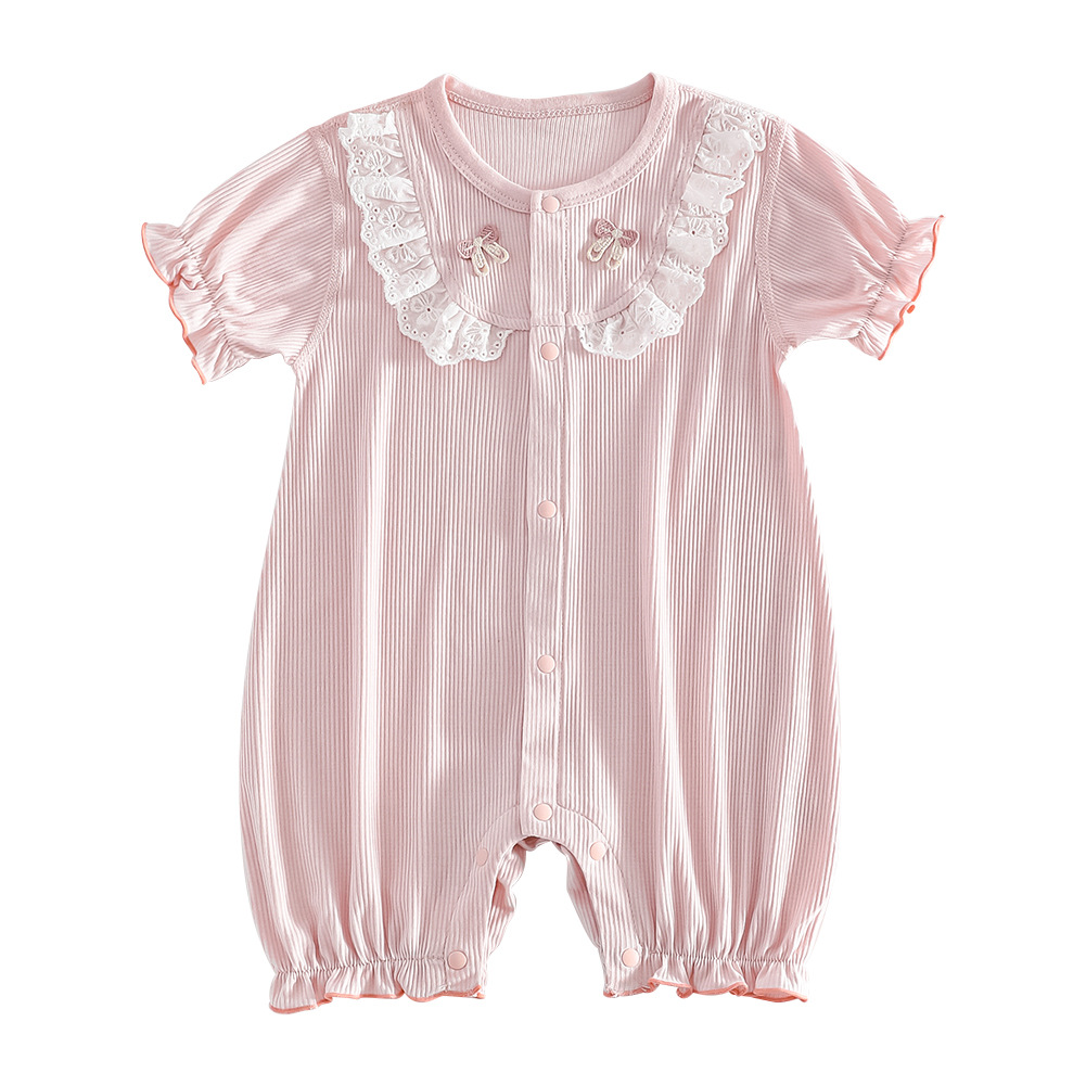 Mono de bebé de modal, fino, de manga corta, para verano, ideal para escalar. Ropa de verano transpirable y suave para la piel. Mono de clase A para recién nacidos._voghion.com