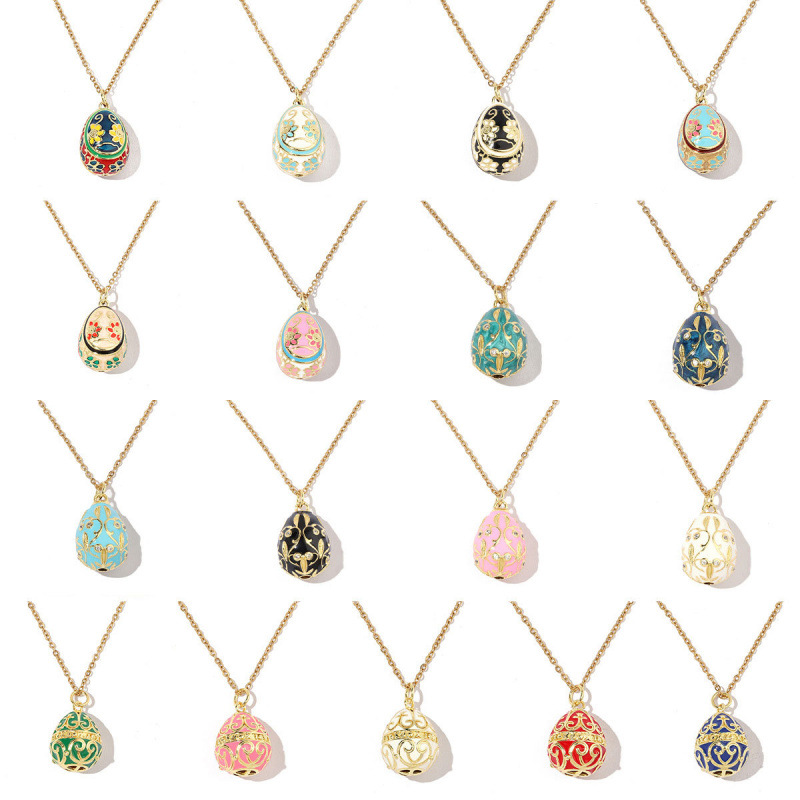 Elegante collana con pendente a forma di uovo di pasqua in zircone_voghion.com