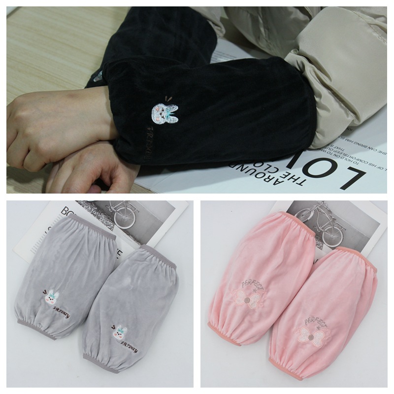 袖套毛绒中长短款女士手臂套袖女个性袖头办公防污羽绒服女袖头