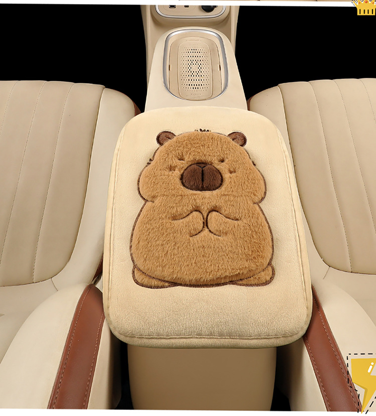 Car Armrest Box Mat Capibala Cartoon Plush Mat Middle Car Central Armrest Elbow Rest Universal Model