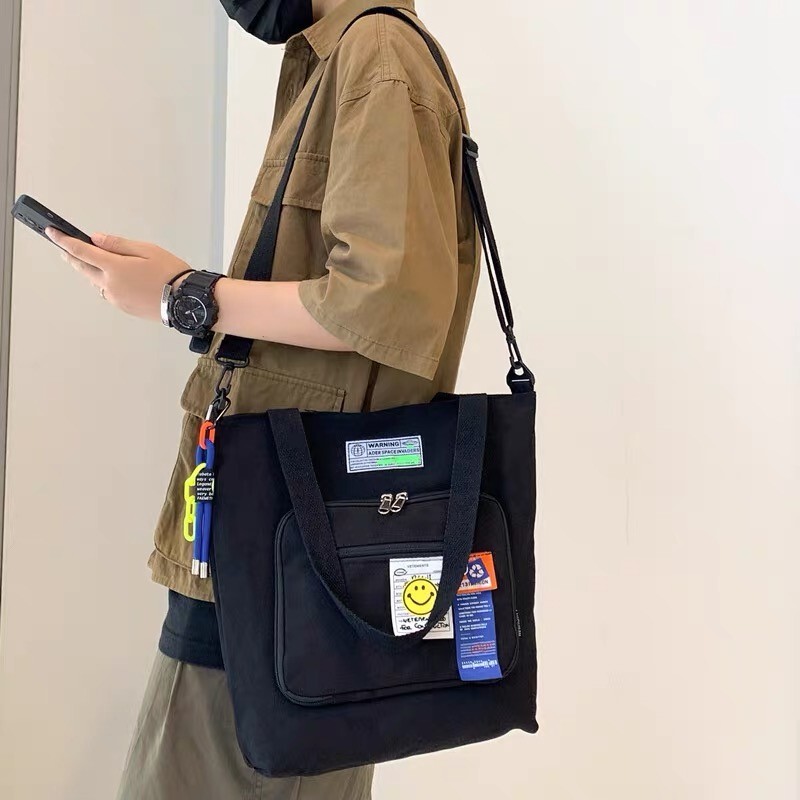 メンズショルダーバッグ手持ちシングルショルダーバッグins潮クール日系大容量キャンバスバッグレディースins森系百合|undefined