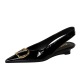 6600-K117 European and American style fashionable V-button low heeled women's shoes with pointed shallow mouth, versatile slope heel, empty back strap, single shoe