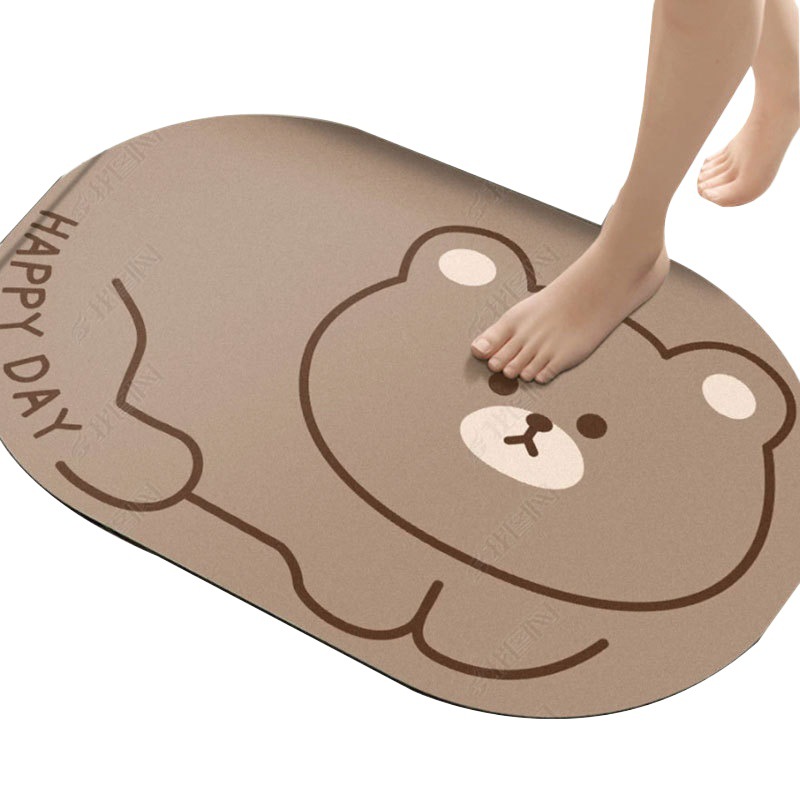 Alfombra de piso de dibujos animados puerta de entrada estera piso dormitorio puerta estera baño antideslizante piso estera eliminación de polvo estera de piso oval