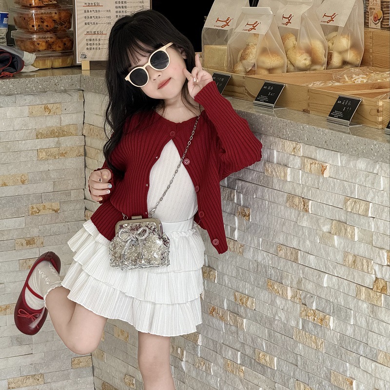 Bolso de hombro de niña con lentejuelas de moda, lindo lazo, clip, mini bolso de mensajero para bebé, nuevo bolso de cadena para niños