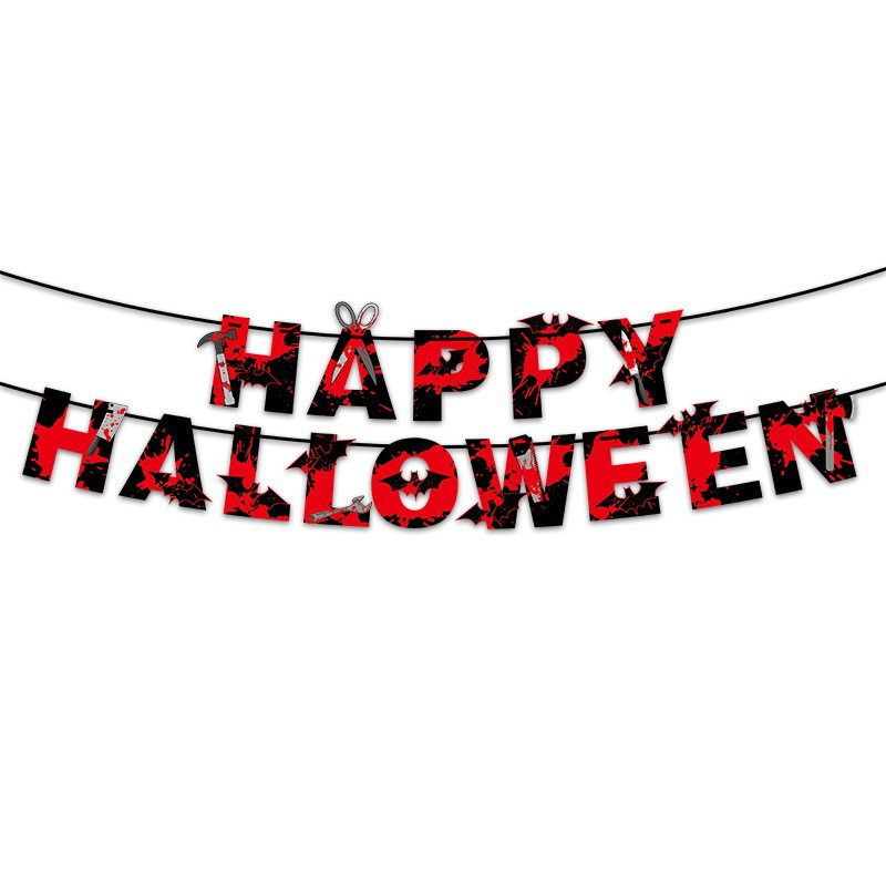 Nuevo Halloween transfronterizo, bandera, calabaza, bruja, fiesta KTV, decoración de papel, decoración del festival de fantasmas, accesorios