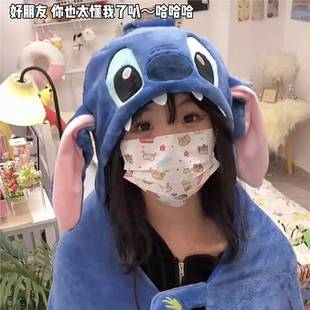 Cute Stiffy Shawl Cloak Blanket Autumn and Winter Student Dormitory Nap Thickened Plush Warm Hooded Cloak Blanket
