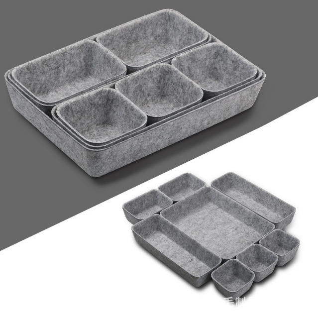 8-Piece Set of Felt Storage Boxes, One-Piece Felt Storage Boxes, Desktop Sundries Storage Boxes, Felt Storage Baskets