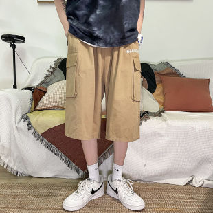 Plus-sized American Tooling Shorts Men's Summer Multi-pocket Mid-length Pants Loose plus size Sports Casual Capri Pants