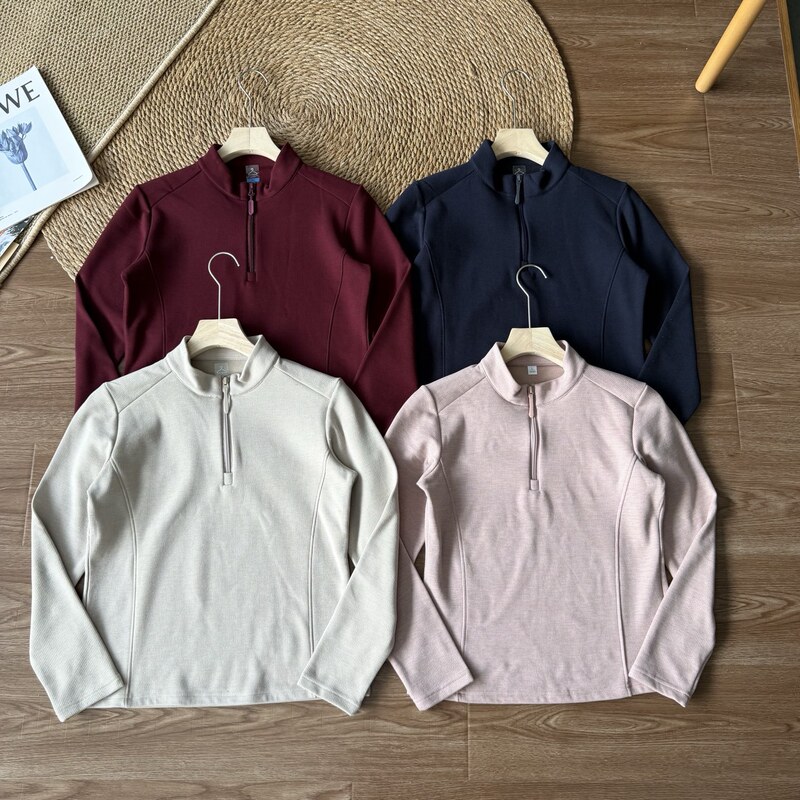 Autumn and winter outdoor daily women's starry velvet half-zip warm skin-friendly base shirt 13294