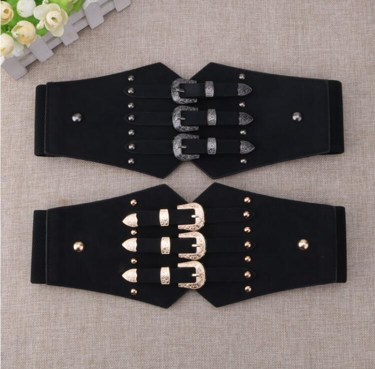 Neue Gürtel Mode Taille Abdeckung frauen Kleid Hemd Dekoration frauen Vielseitig Breiten Gürtel Elastische Taille Schwarz_voghion.com