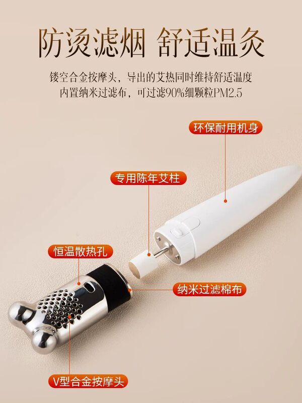 顔の桃の花の灸の缶の灸の棒の顔の専用の神器の小さいマッサージの同項の美容器の微煙の器具|undefined