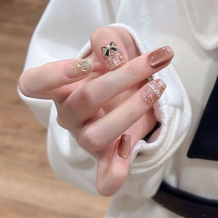 Brown Fine Flash Champagne Diamond Bow Pearl Fragrant Cat's Eye All-match European and American Style Detachable Wear Armor Diamond