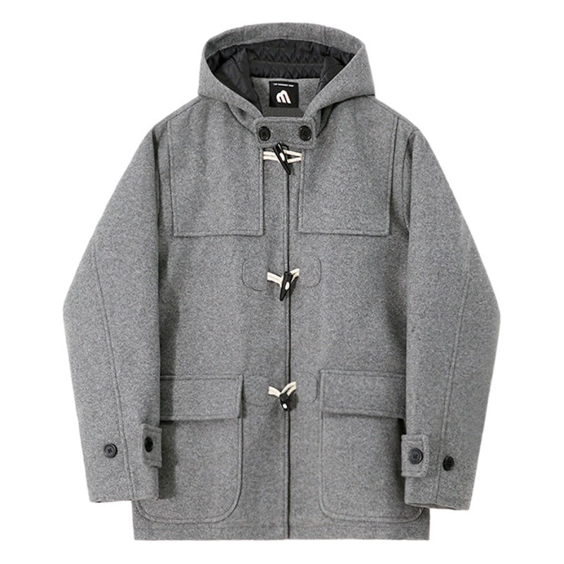 Мужская осенне-зимняя теплая хлопковая одежда MYQ с капюшоном и капюшоном, Корейская версия, свободные пуговицы с рогами