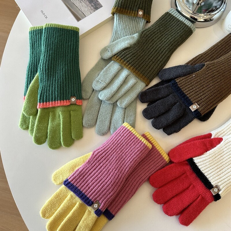 Korean Wool Double-Layer Thickeneded Five-Finger Fashionable Five-Finger Gloves for Convenient Mobile Phone Use Wool Winter Gloves to Keep Warm Korean Wool Double-Layer Thickeneded Five-Finger Fashionable Five-Finger Gloves for Convenient Mobile Phone Use Wool Winter Gloves to Keep Warm