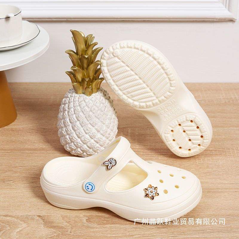 Four-Season Slippers for Women, Summer Style, Non-Slip, Bathroom Bathing, Eva High-Heeled Toe-Toe Clogs
