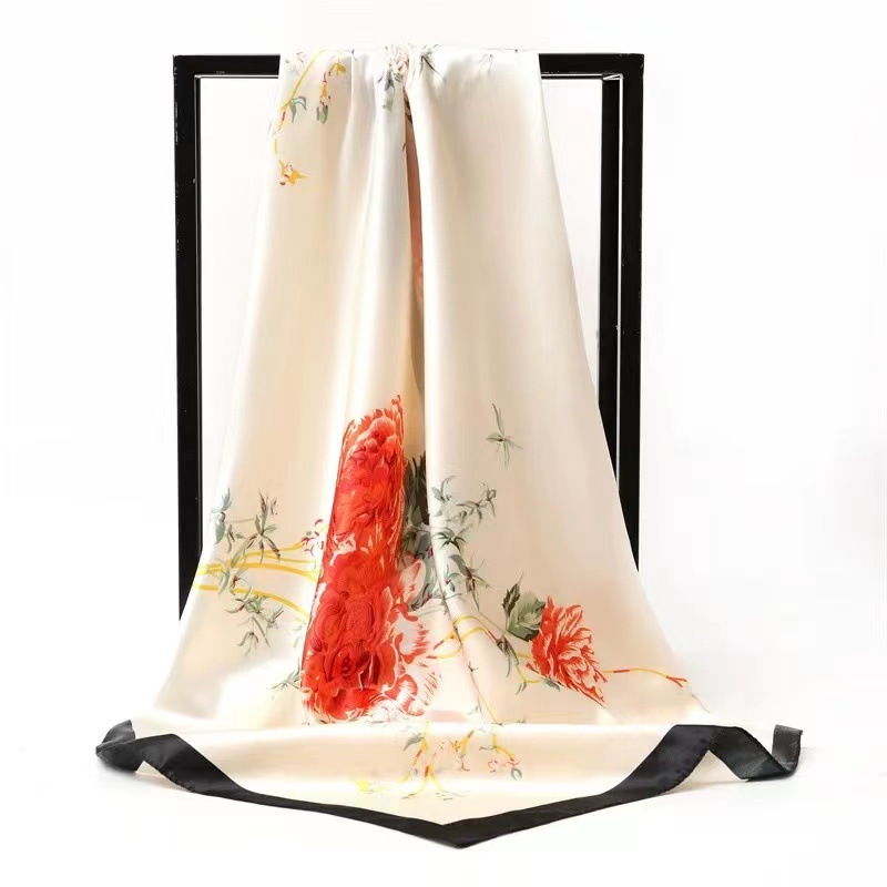 90 스퀘어 타월 [모란 플라워-베이지]