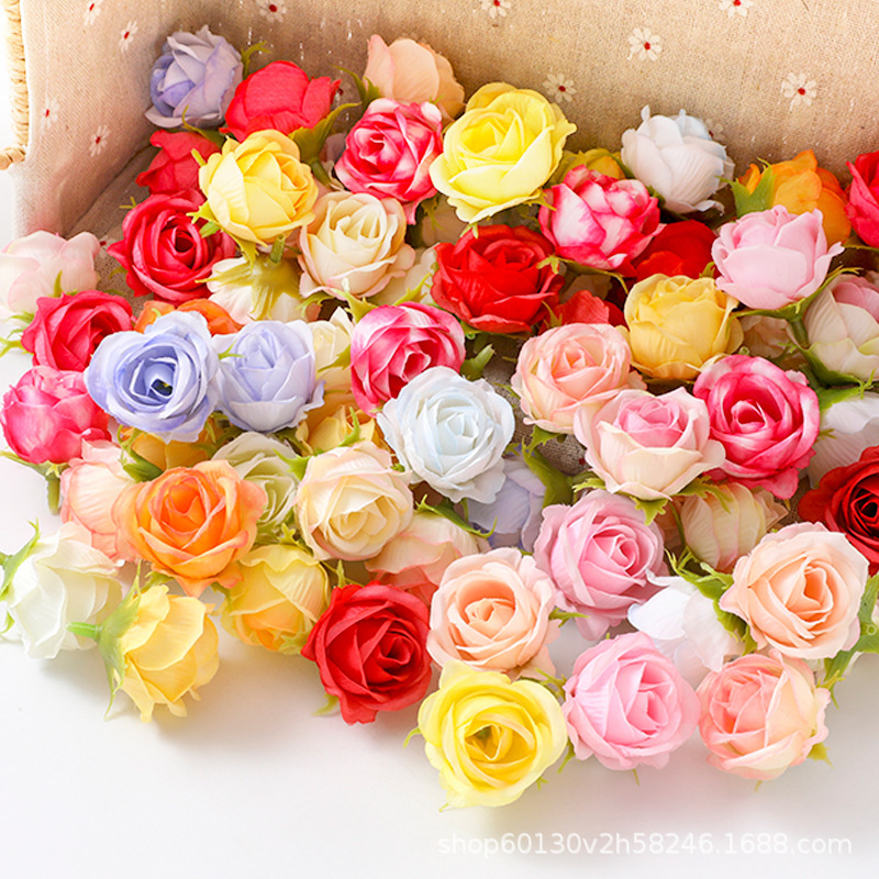 Cross-Border Small Rose Flower Head DIY Material Flower Bud Fake Flower Material Wedding Arrangement Artificial Flower Decoration Props Cross-Border Small Rose Flower Head DIY Material Flower Bud Fake Flower Material Wedding Arrangement Artificial Flower Decoration Props