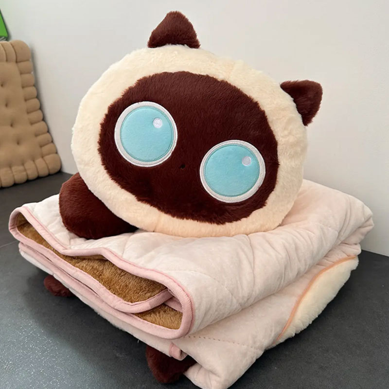 베이지색 고양이 베개 이불