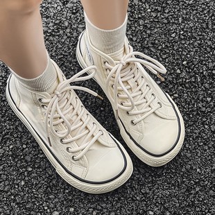 Mango Head Shoes Korean Style High-top Canvas Shoes Women's 2025 Spring and Summer New Style Breathable Thin Round Head Low-top Board Shoes