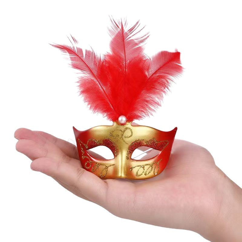 Máscara de plumas de princesa miniatura para disfraces, decoración de muñecas, juguete infantil, máscara pequeña, venta al por mayor