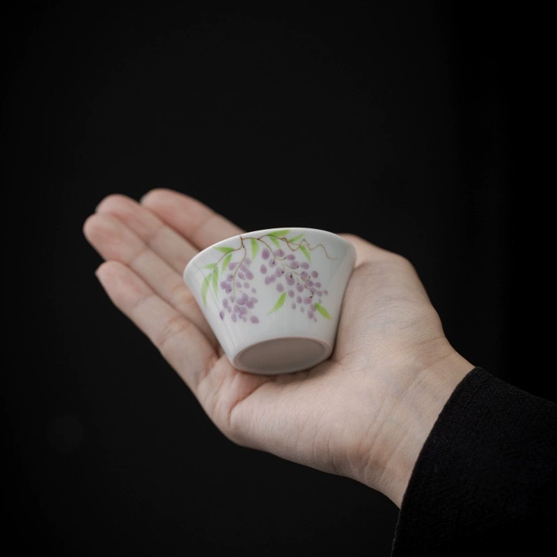 Ceramic tea cup, hand painting, orchid