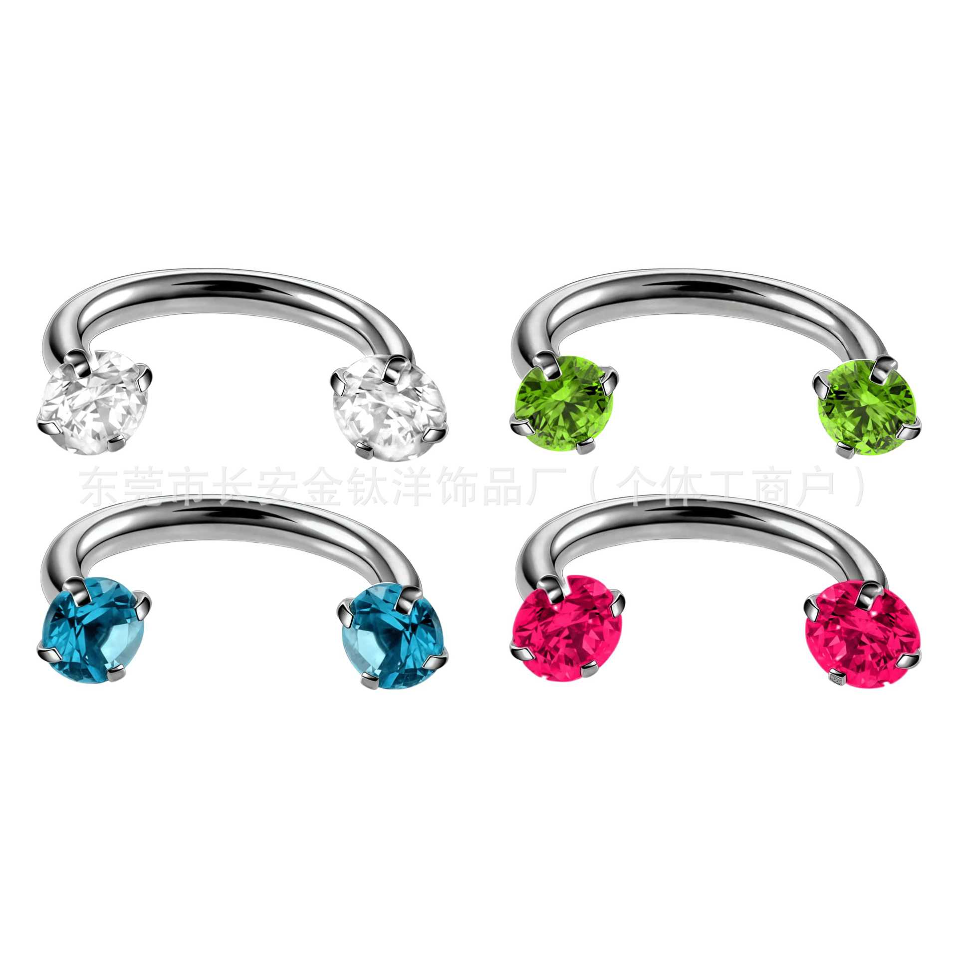 F136 Titanium Internal Thread Horseshoe Ring 5A Zircon Claw Zirconium Lip Ring Nose Ring Ear Bone Stud G23 Titanium Alloy Piercing Jewelry detail image 8