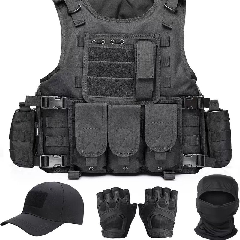 Adult Amphibious Quick-Release Lightweight Four-Piece Tactical Vest Set with Anti-Stab Insert and Bulletproof Vest for Cs Outdoor Chest Harness Adult Amphibious Quick-Release Lightweight Four-Piece Tactical Vest Set with Anti-Stab Insert and Bulletproof Vest for Cs Outdoor Chest Harness