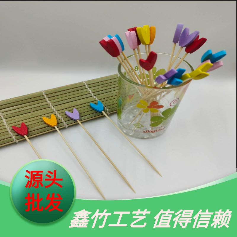 100 PTS/Pack Источник оптом одноразовый фруктовый знак тюльпан десертный торт коктейльный знак креативная фруктовая вилка