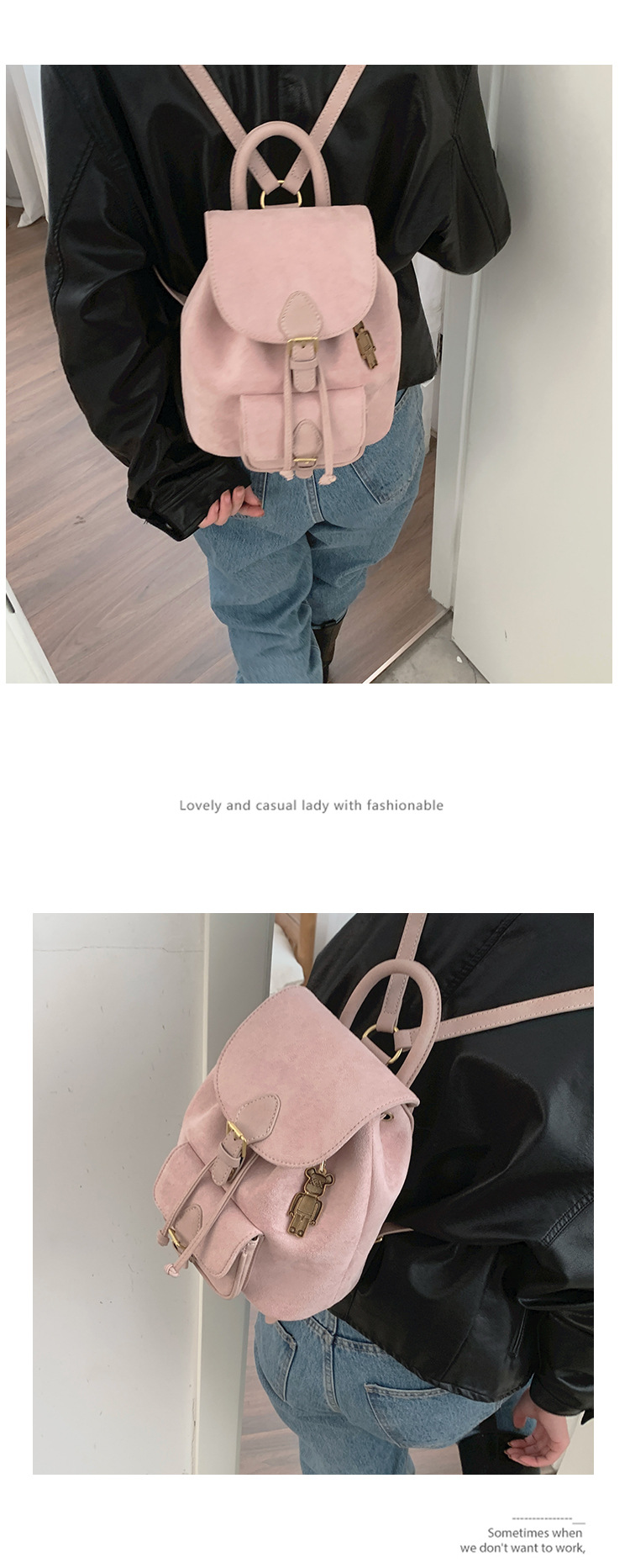 Women's Suede Backpack Versatile Casual Shoulder Bag For Women_voghion.com
