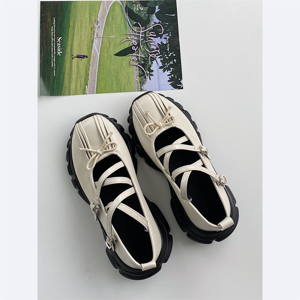 Modische und trendige Damenschuhe, flacher Mund, Ballettschuhe mit dicker Sohle, sportliche Mary-Jane-Schuhe, Mädchen-Retro-Nischen-Casual-vielseitiger, funktioneller Papa_voghion.com