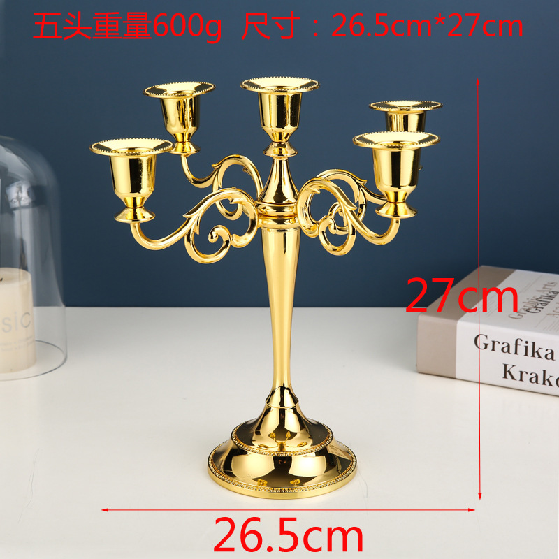 Portavelas con tres o cinco cabezas, accesorios para bodas, cena a la luz de las velas, portavelas para restaurantes, decoración del hogar, adornos de estilo europeo, artesanías huecas.